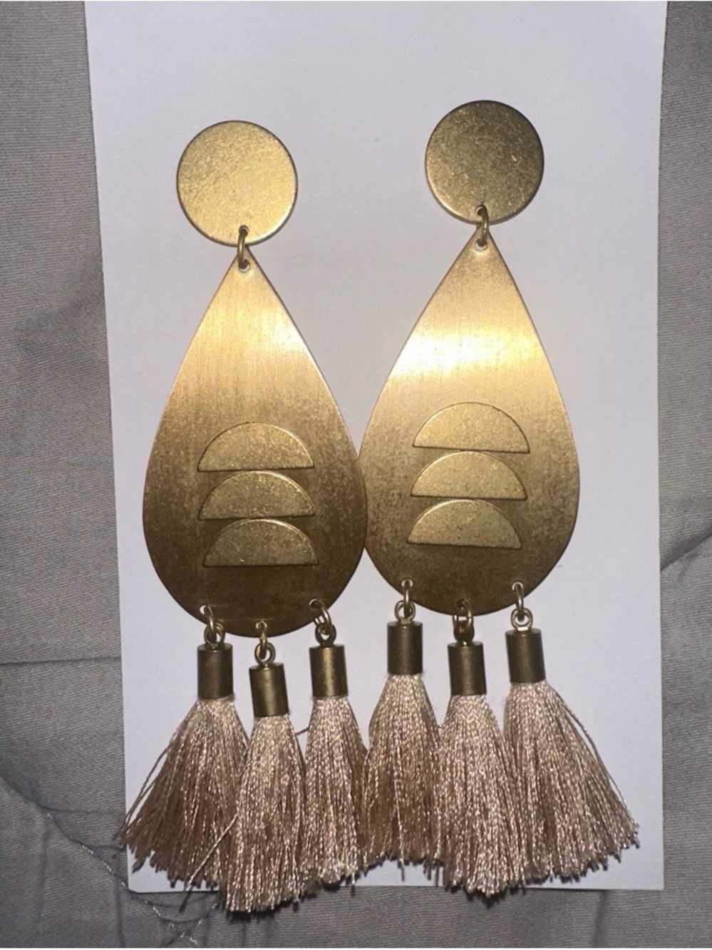 Anthropologie Gold Teardrop Tassel Earrings - Women Jewelry